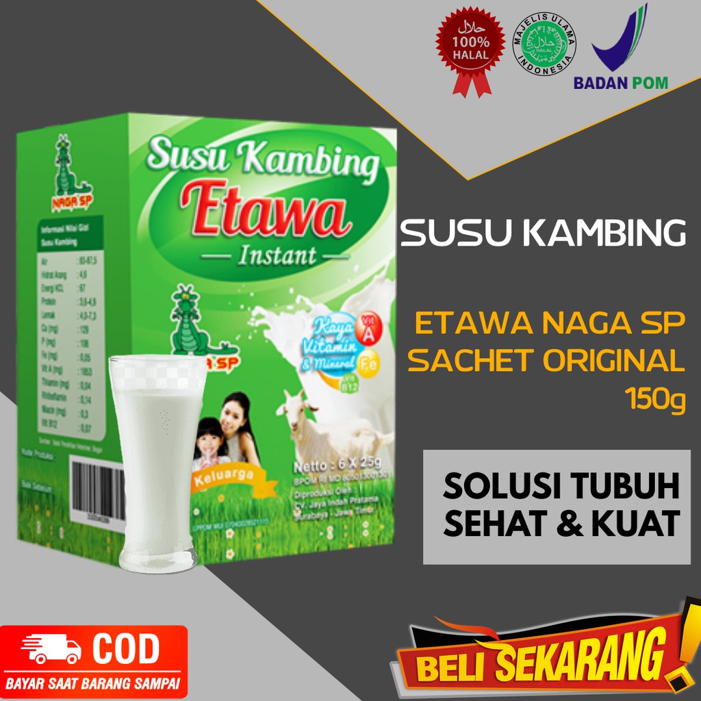 

SUSU KAMBING SACHET ETAWA 150 gr ORIGINAL BERKUALITAS DAN BERKHASIAT