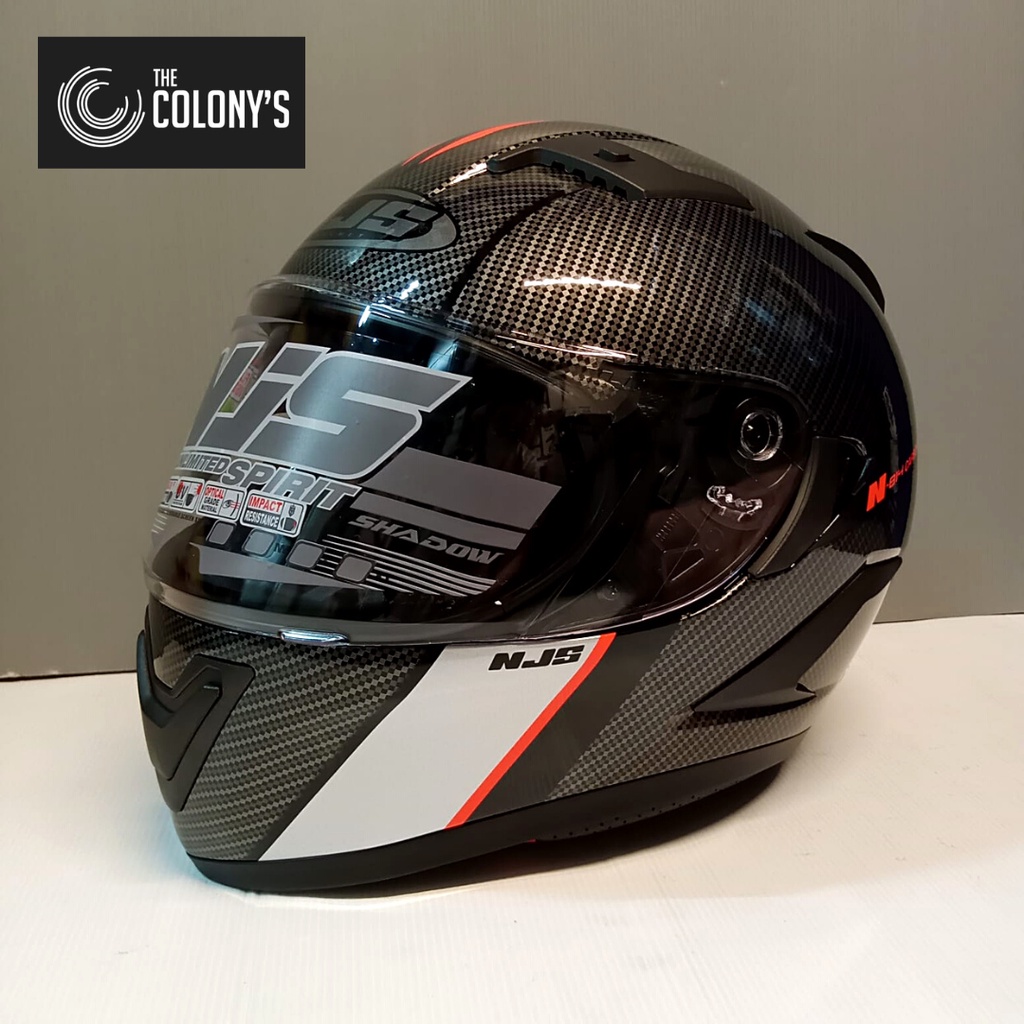 HELM NJS SHADOW 814 BLACK ORANGE DOUBLE VISOR HELM NJS FULLFACE FREE SMOKE VISOR