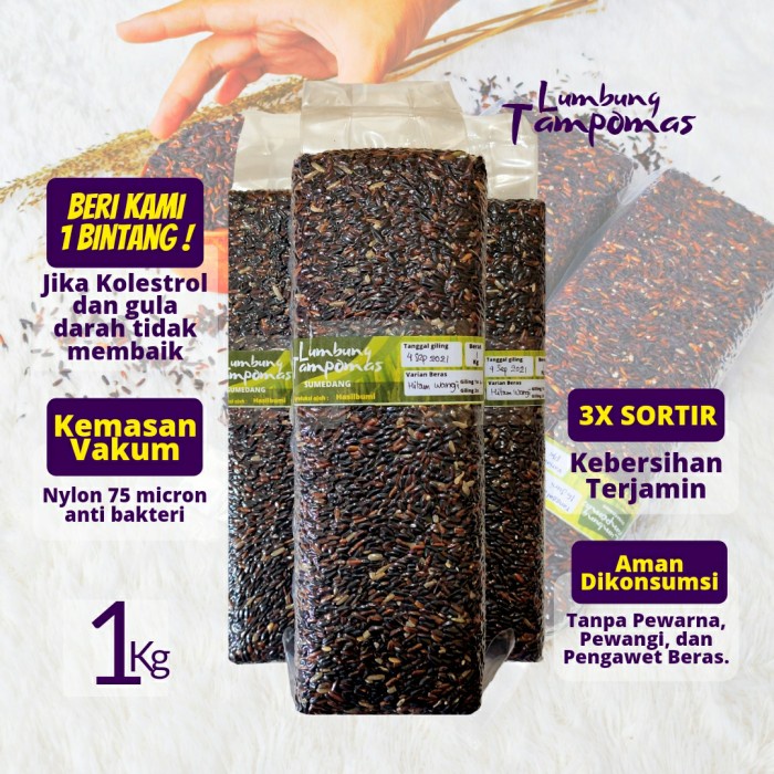 

978EqW Beras Hitam Premium Kemasan Vakum 1Kg • Gratis Pakai Bubblewrap - Pecah Kulit WQ0112