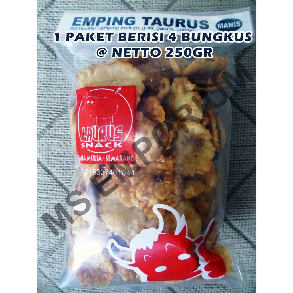 Snack Emping Melinjo Taurus Semarang Manis @250gr ( ISI 4 BUNGKUS )
