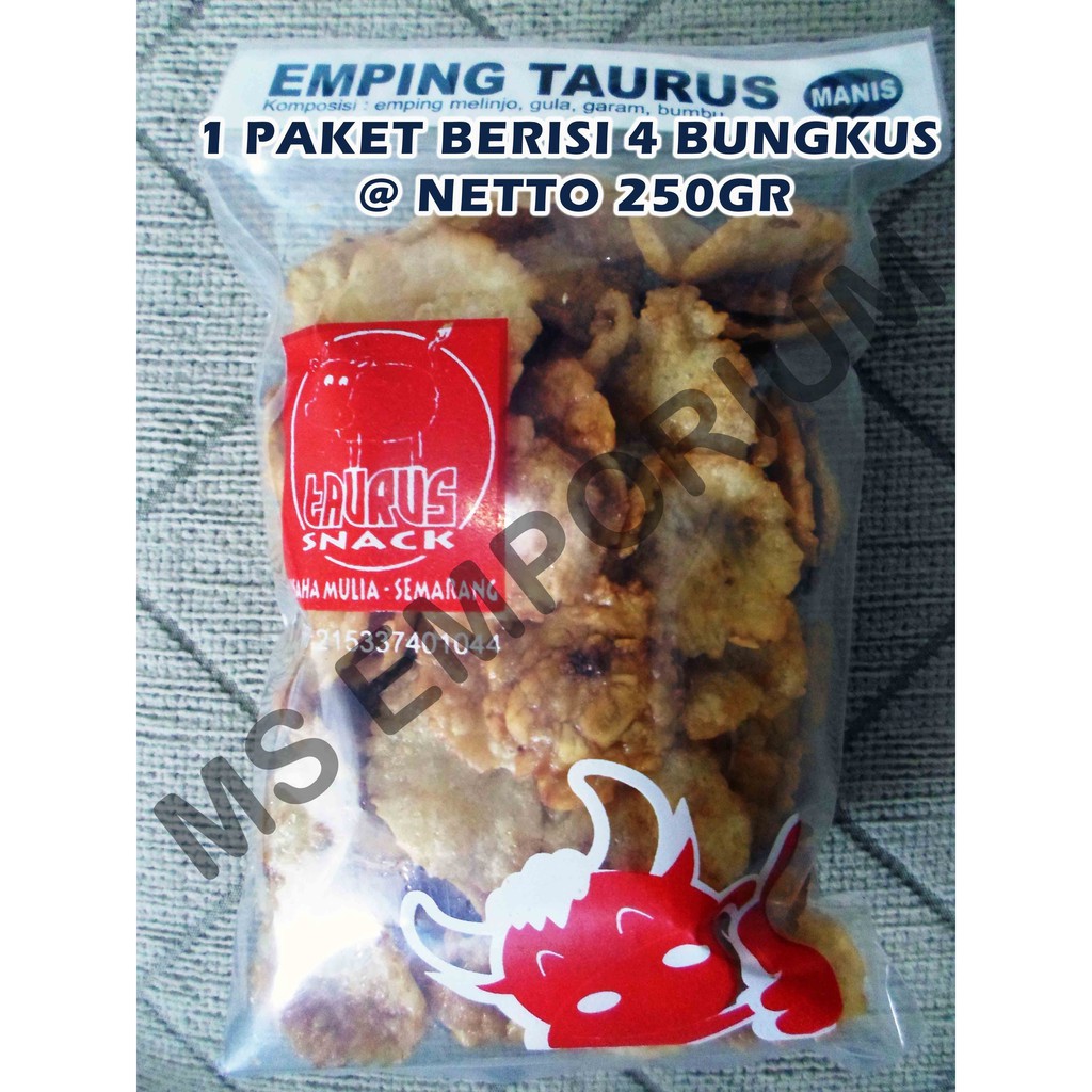 

Snack Emping Melinjo Taurus Semarang Manis @250gr ( ISI 4 BUNGKUS )