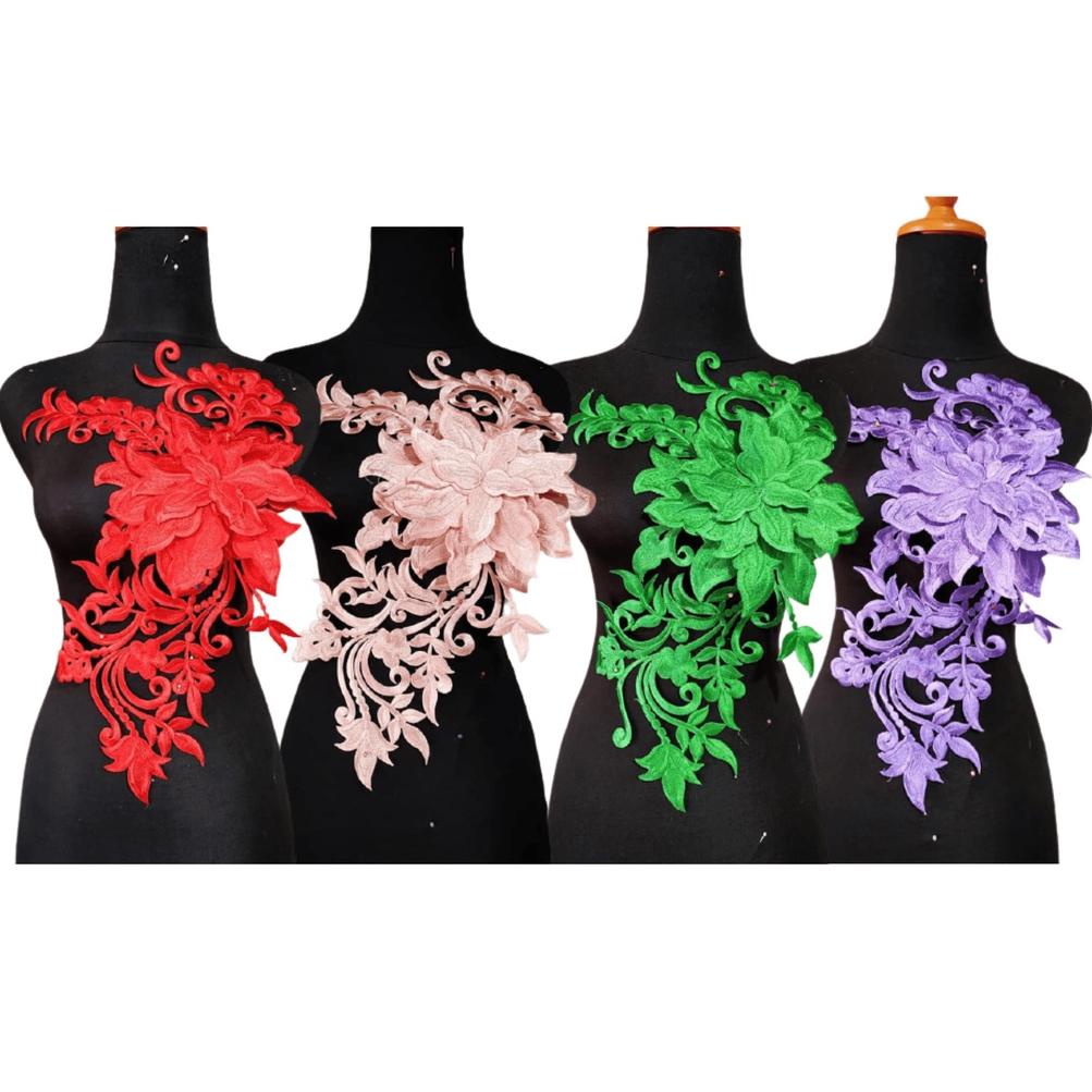 ➥Terkini Renda Bordir bunga 3d hiasan baju motif bulan 072 ✰