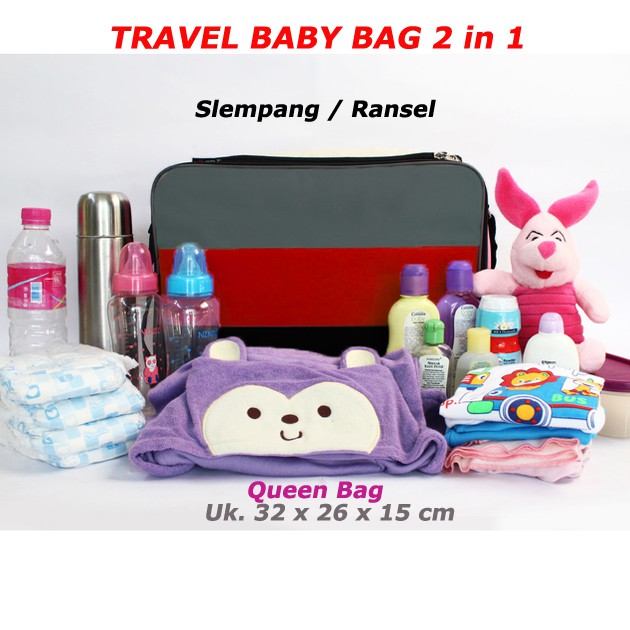 Baby Bag organizer 2in1 bisa selempang dan ransel tas bekal perlengkapan makan botol susu bayi anak