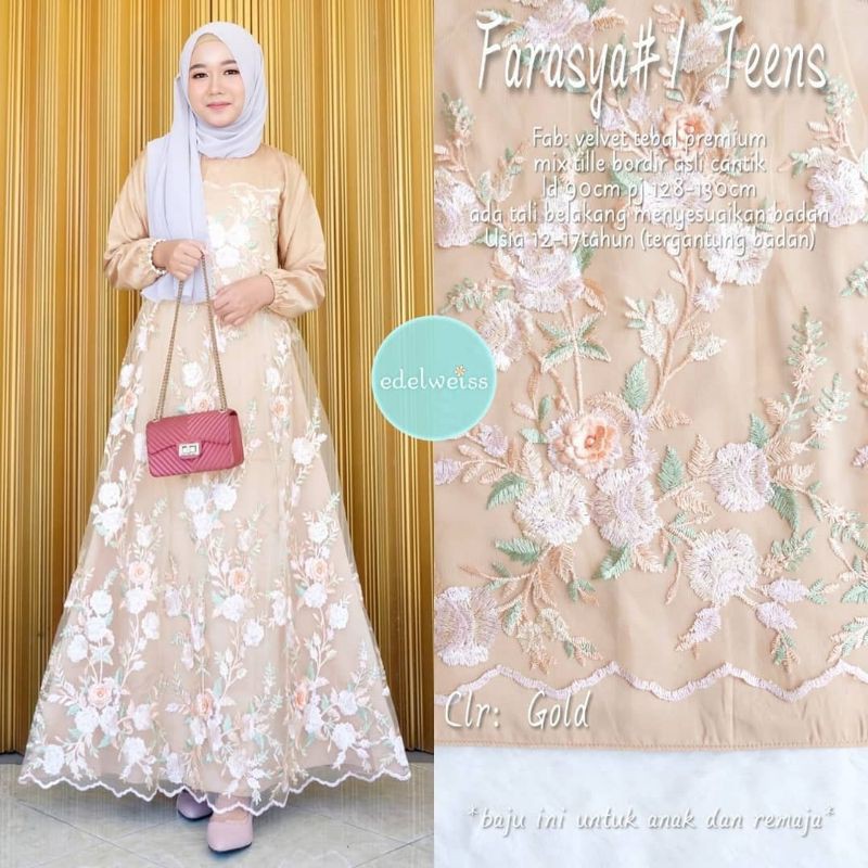 Farasya Dress Teen #1 Gamis Brukat Remaja LD 90 Gamis Bruklat Warna Greentea Classicgrey Rose Gold Brown Ice Blue Dusty Pink Gamis Kondangan Terbaru Gamis Remaja Gamis Anak Perempuan Gamis Lebaran Terbaru Outfit Kondangan Baju Pesta Mewah Dress Muslim