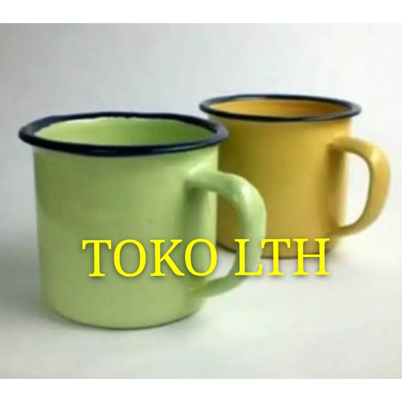 PER 6 PCS CANGKIR JADUL SENG KALENG ENAMEL POLOS / MUG GELAS PANCI