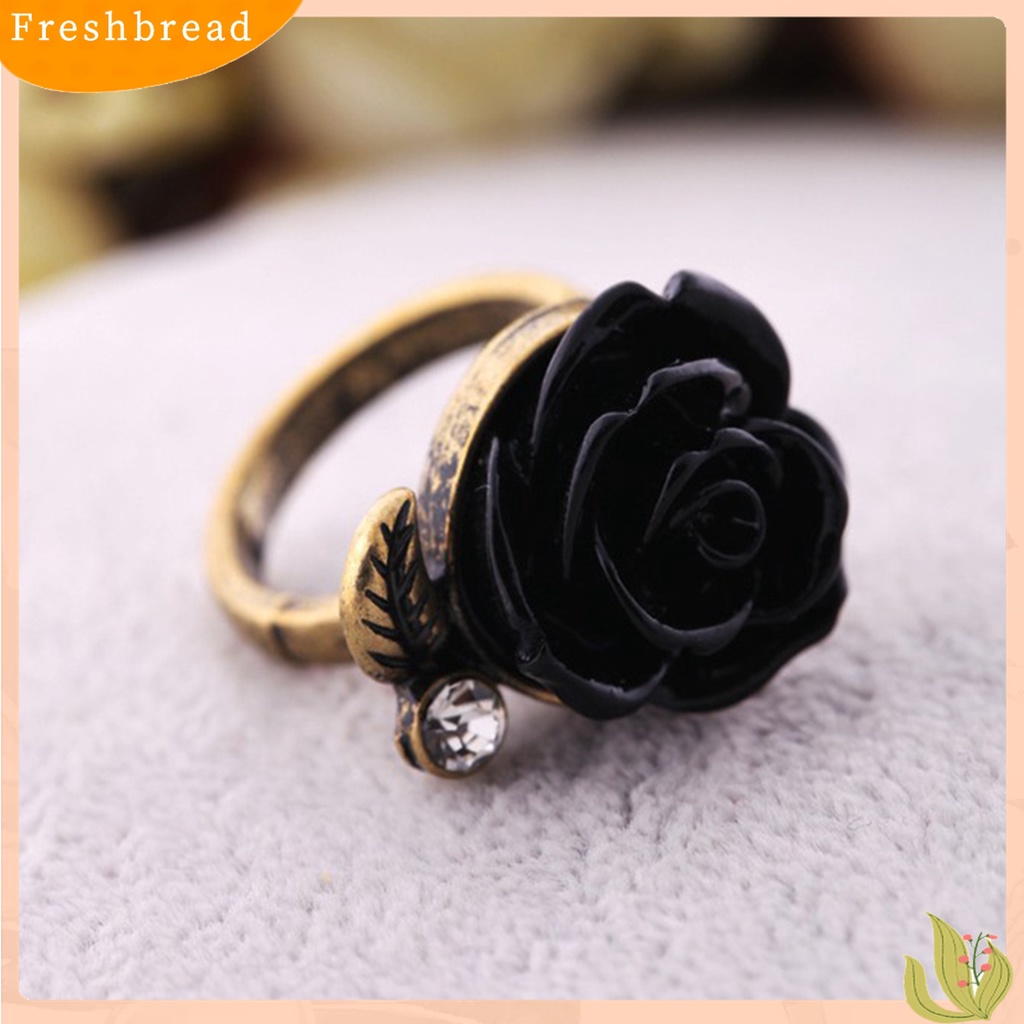 [TERLARIS]Ring Rose Leaf Elegant Vintage Women Rhinestone Ring for Dating