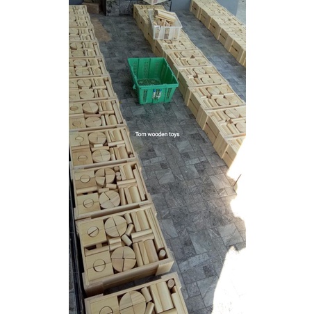 balok pdk kayu pinus balok susun mainan tk isi 105