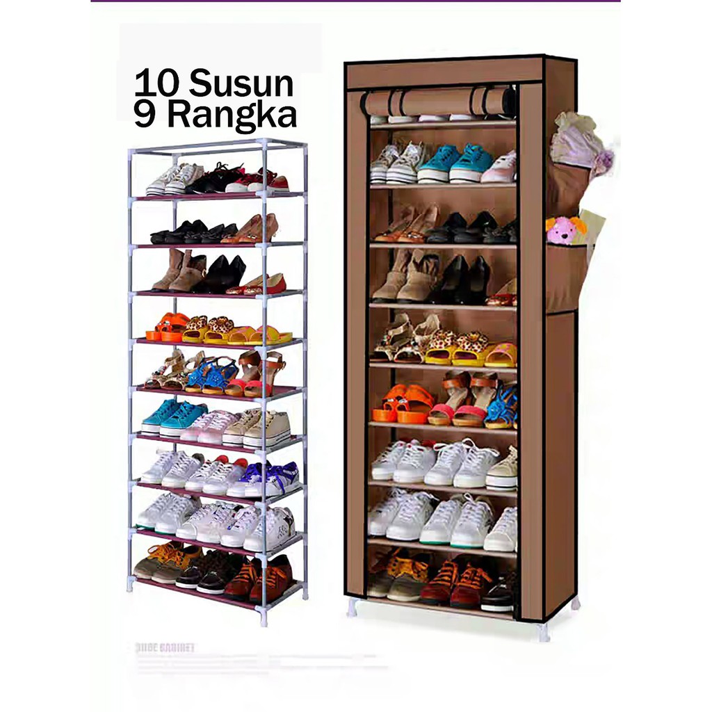  LEMARI  SEPATU  SANDALPORTABLE 9 SUSUN 10 TINGKAT ADA COVER 