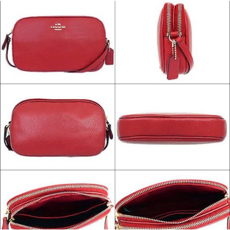 Coach Crossbody Pouch In Pebble Leather Red(F65988)