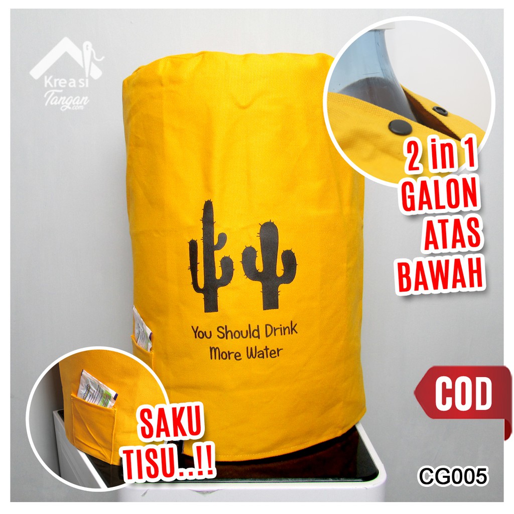 PAKET LEBIH MURAH - Cover Galon &amp; Cover Kulkas Warna Kuning Orange (Paket Polos-06)