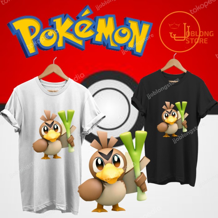 Sale Kaos Anak Pokemon Farfetch'D/Baju Pokemon /Baju Kaos Anak Pokemon Original