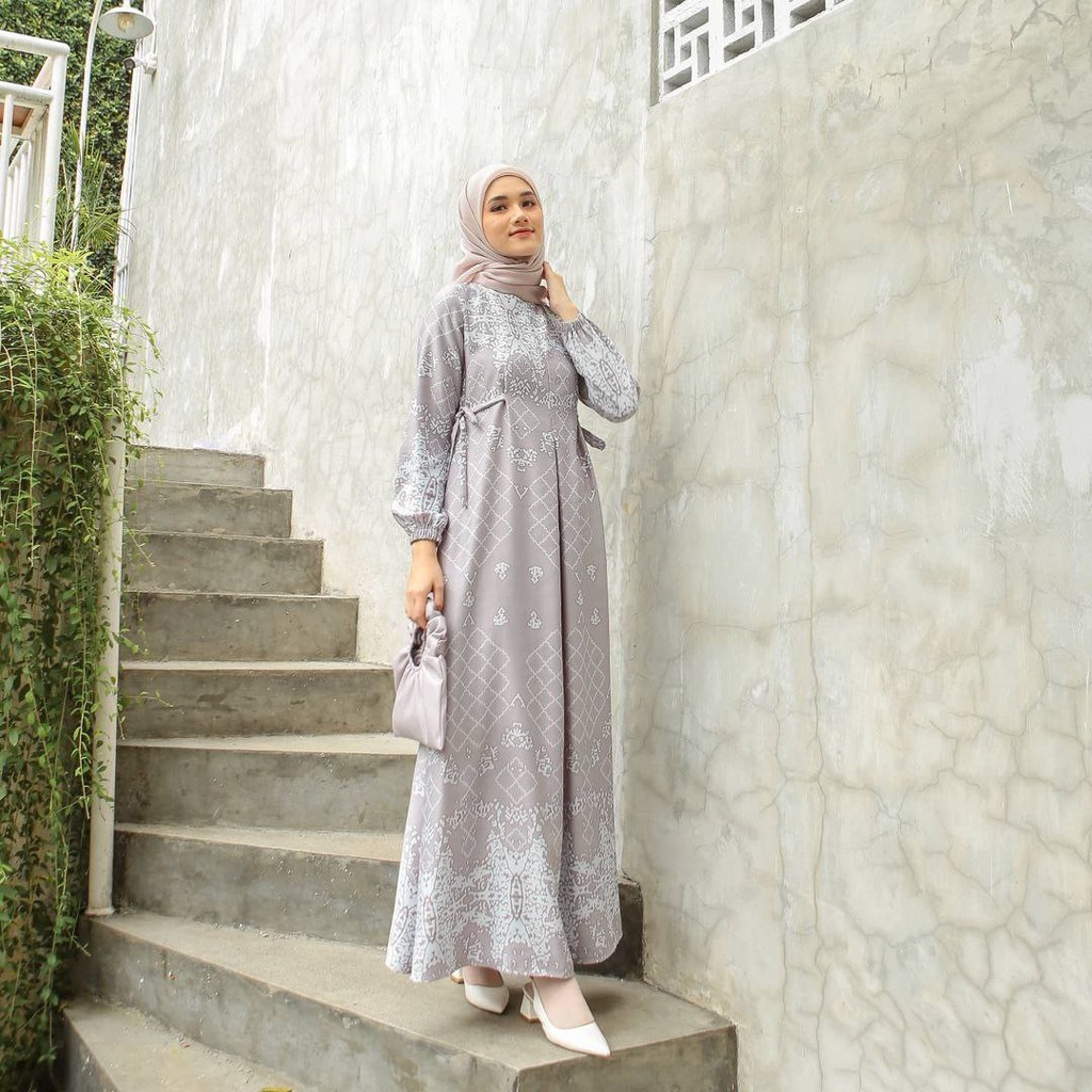 Viona Dress - Gamis Terbaru Maxmara Lux  Premium Dress Wanita Lengan Panjang Maxi Dress Kekinian LD 110 cm