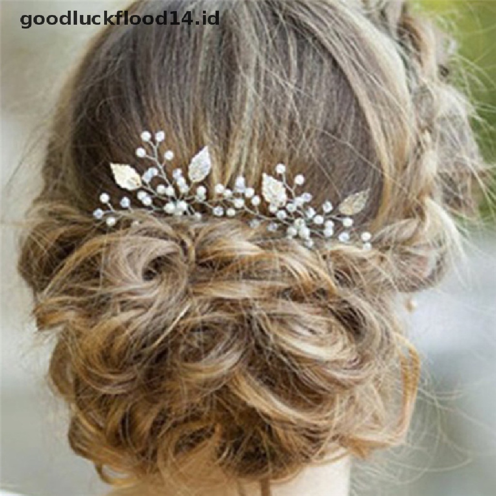 [OOID] Wedding Bridal Hair Comb Clip Crystal Rhinestone Flower Faux Pearl Hairpin ID