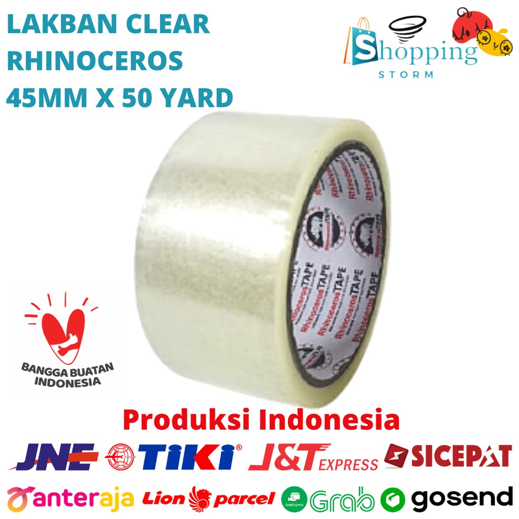 

Lakban Bening Putih RHINOCEROS Tape Isolasi Selotip Clear 2 inci 45mm x 50 Yard