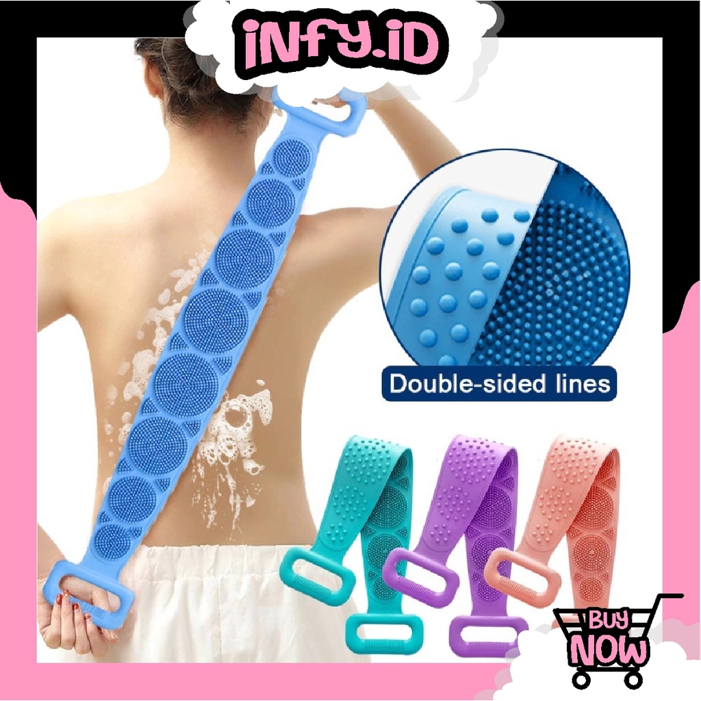 INFY - R638 Sikat Punggung Badan Silicone Scrubber Sponge Mandi Alat Gosok Pembersih Daki Silikon 2 Sisi Karet