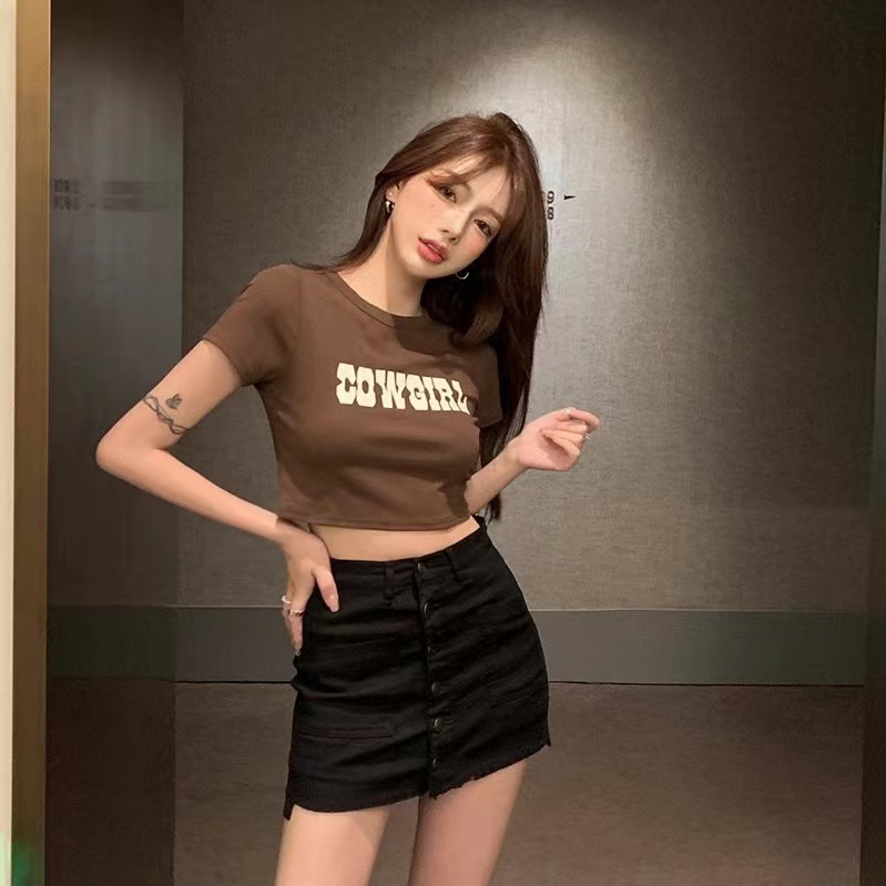 Women Crop Top Short Sleeve Tshirt Atasan Wanita Lengan Pendek 2801 (M/L/XL/XXL)