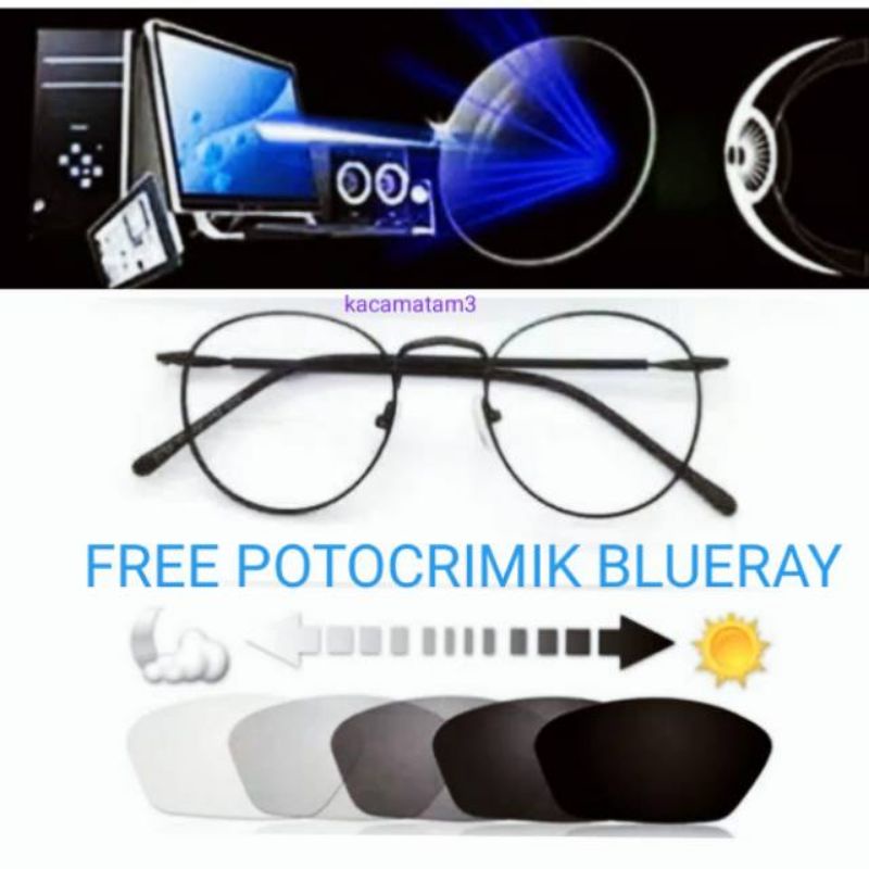 kacamata lensa bluecromic atau photocromic blueray bisa normal minus plus cilinder tergantung permintaan sampai minus 5 cyl 2 harga masih sama tulis saja pesanan kaka di catatan saat order free box lap cairan pembersih kode 9765 size 46-22-142