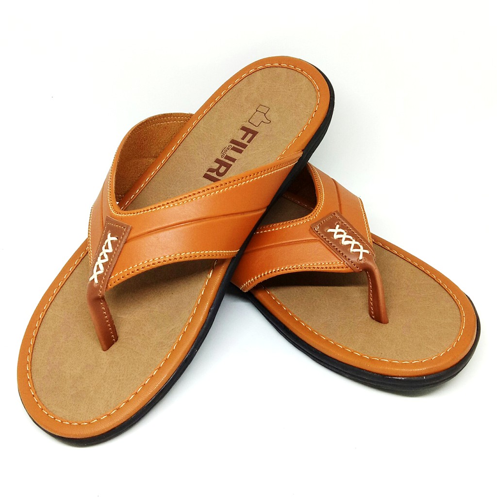 FIURI - Sandal Pria Dewasa Japit Coklat - Sendal Jepit Casual Kulit Selop Cowok Laki-Laki