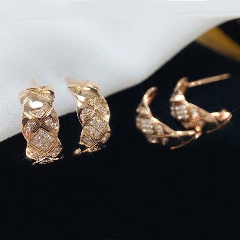 Fashion Gold Classic Exquisite Rhombic Ear Studs Diamond Earrings