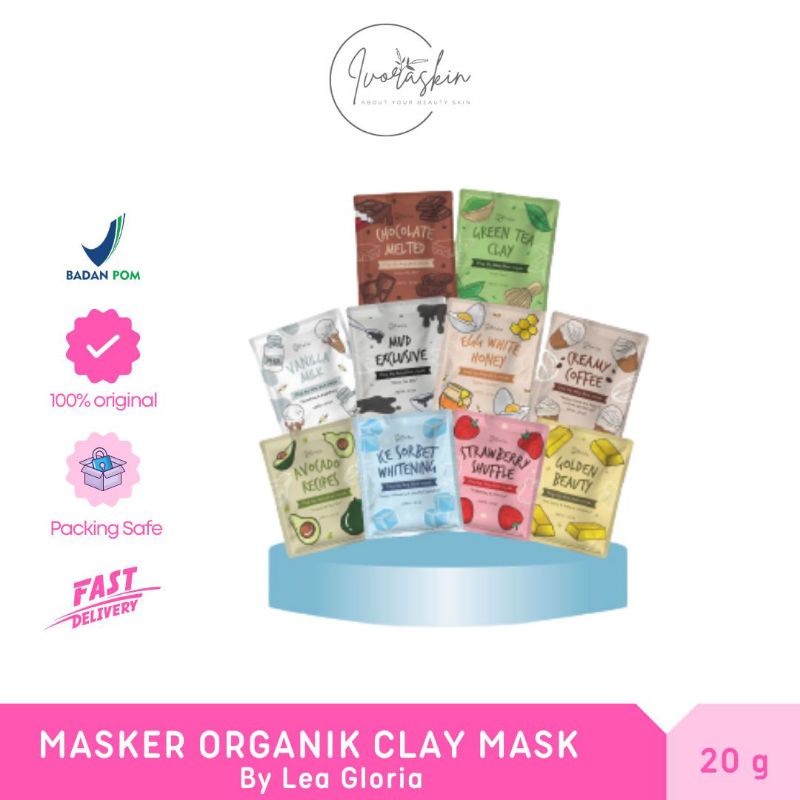 (BPOM) MASKER ORGANIK LEA GLORIA KEMASAN BARU 20 GRAM