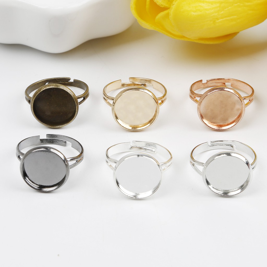 10pcs / Lot Cincin Kosong Diameter Dalam 12mm Adjustable Untuk Membuat Perhiasan Diy