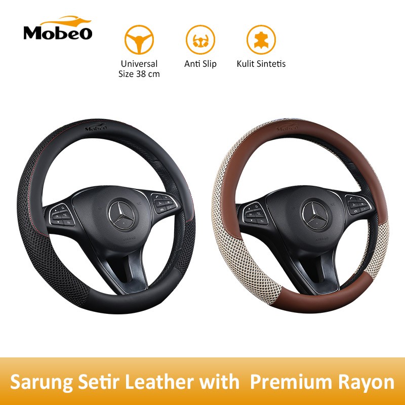 

Mobeo Sarung Setir Kulit Diameter 38 cm / Steering Wheel Cover Leather Premium Rayon Universal 38 cm