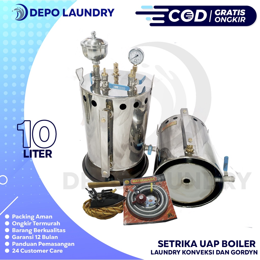 FREE ONGKIR JAWA-BALI Setrika uap Gas Boiler Laundry Lengkap