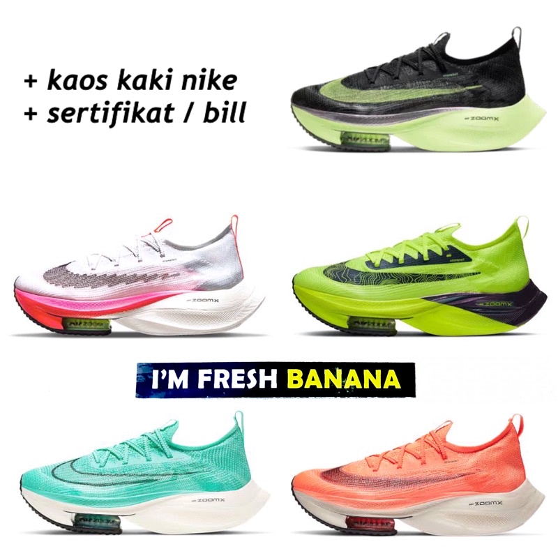 SEPATU RUNNING NIKE ZOOM NEXT ALPHAFLY BLACK GREEN JAPAN MANGO YELLOW WHITE KENYA EKIDEN BLUE ORANGE