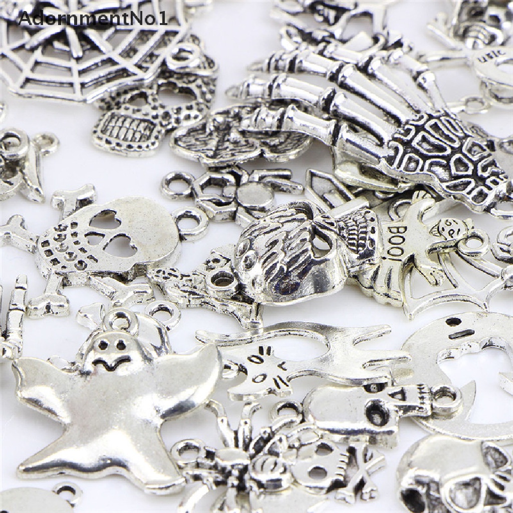 (AdornmentNo1) 60pcs / Set Liontin Silver Tibet Campur Untuk Perhiasan Halloween Charms