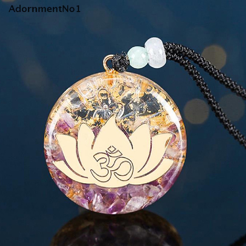 (AdornmentNo1) Orgonite Amethyst Liontin Lotus Orgonit Untuk Kalung / Yoga