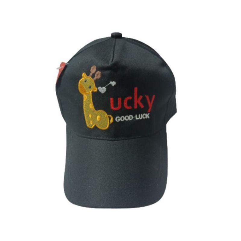 topi anak motif jerapah good lucky topi baseball jerapah murah. Topi anak bordir jerapah baseball Good lucky usia 2-8 tahun