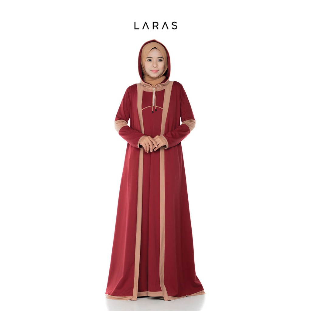 Dress Hoodie Lengan Panjang Warna Maroon Polos Untuk Wanita Muslim Gamis Polos Premium