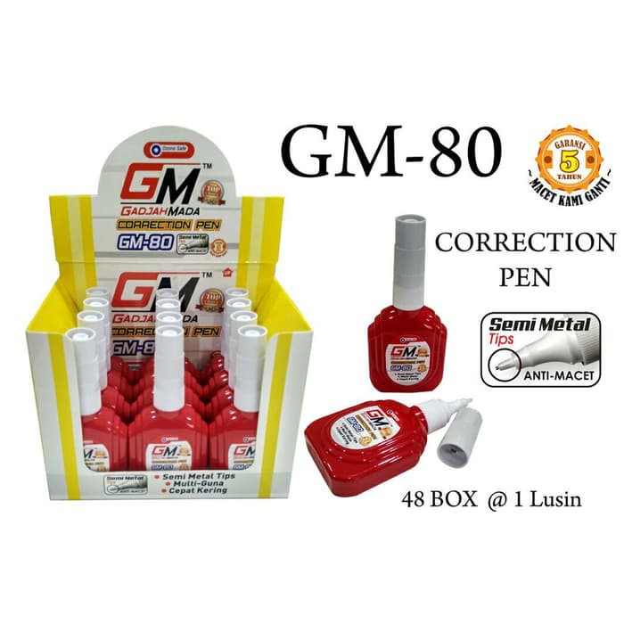 

ALAT TULIS TIP EX CAIR CORRECTION PEN GM80 BOTOL MERAH (3 pcs)