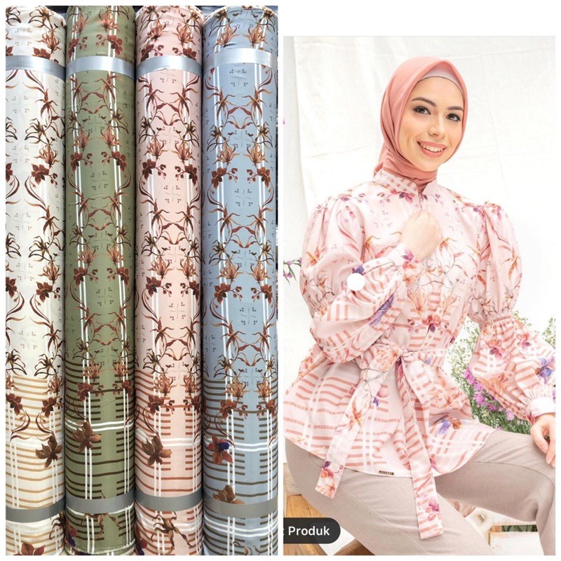 Kain silk copy motif wearing klamby | kain seragaman | bahan gamis