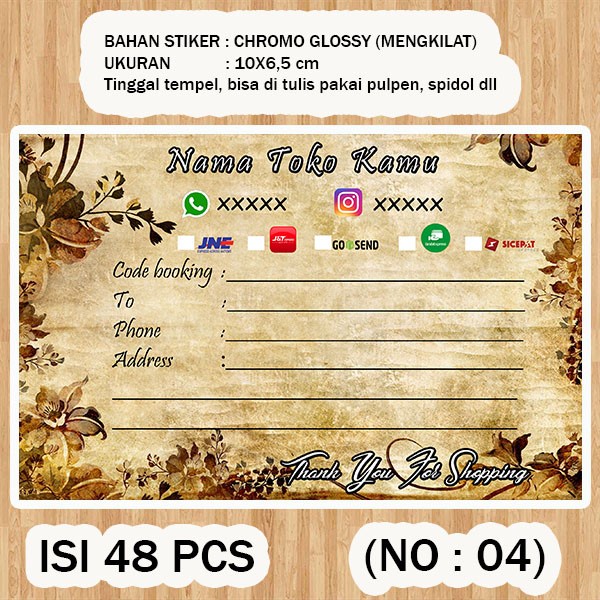 

( STIKER PENGIRIMAN ) Shipping label ( /pack isi 48pcs no.04 )