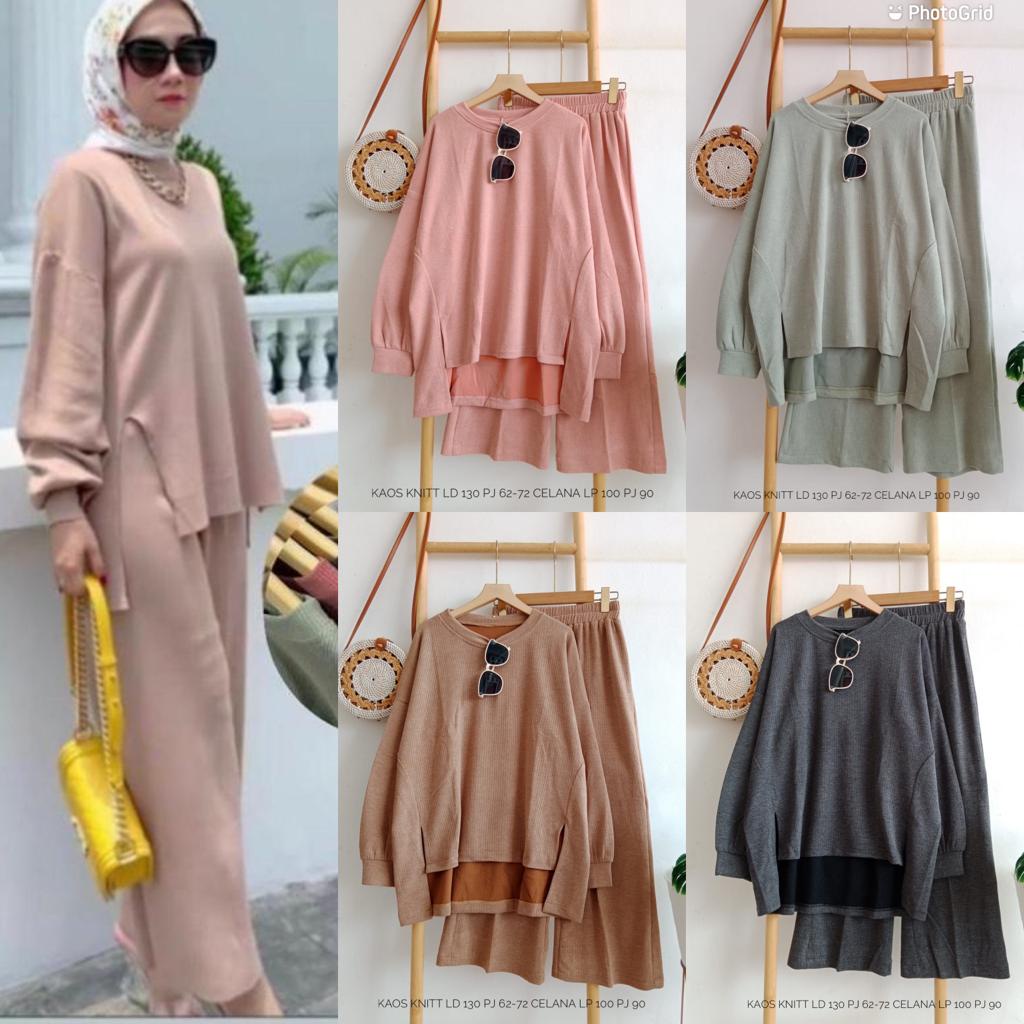 SETELAN WANITA KAOS KNITT CELANA PANJANG - SETELAN KAOS WANITA MURAH - STELAN KAOS TERMURAH