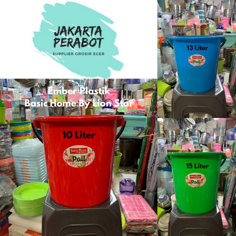 Basic Home By Lion Star - Ember Air Plastik 10 13 15 Liter / Ember Plastik Warna / Ember Murah