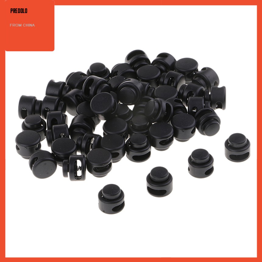 [In Stock] 50pcs Plastic Toggle Spring Stop 2 Hole String Lanyard Luggage Stoppers 13mm