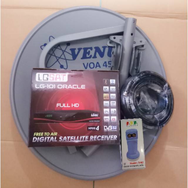 Antena parabola ninmedia 45cm venus lengkap lnb 2 output receiver lgsat oracle recomendasi