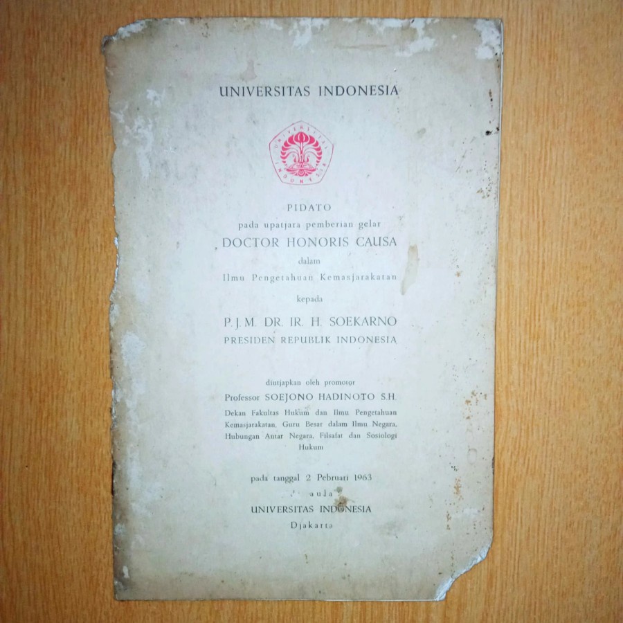 Pidato PJM Dr.Ir Soekarno pd Upatjara pemberian gelar Dr Honoris Causa