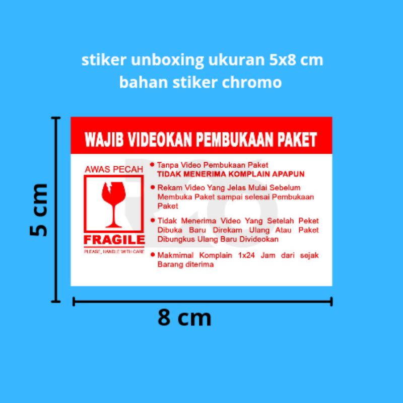 stiker fragile unboxing wajib video | ukuran 5x8 cm chromo 2