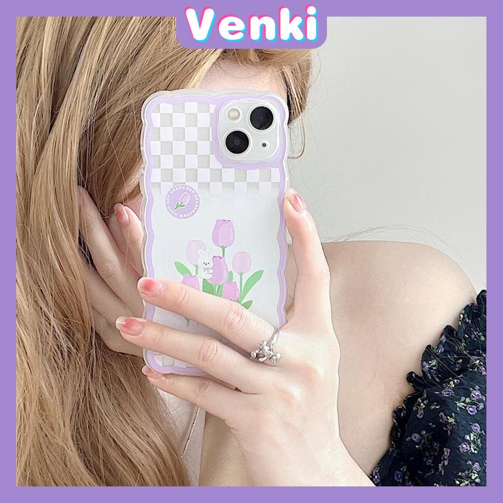 iPhone Case Silicone Soft Case Clear Case Wave Non-Slip Shockproof Camera Full Coverage Protection Purple Tulip Flower For iPhone 13 Pro Max iPhone 12 Pro Max iPhone 11 iPhone7Plus