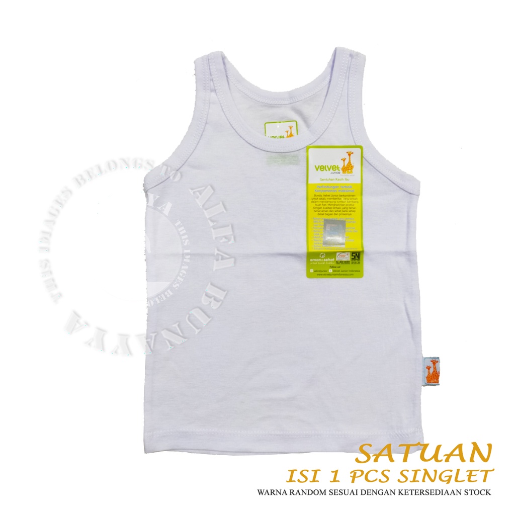 1 Singlet Anak VELVET JUNIOR - PUTIH - POLOS - LIST POLOS - Kaos Dalam Anak