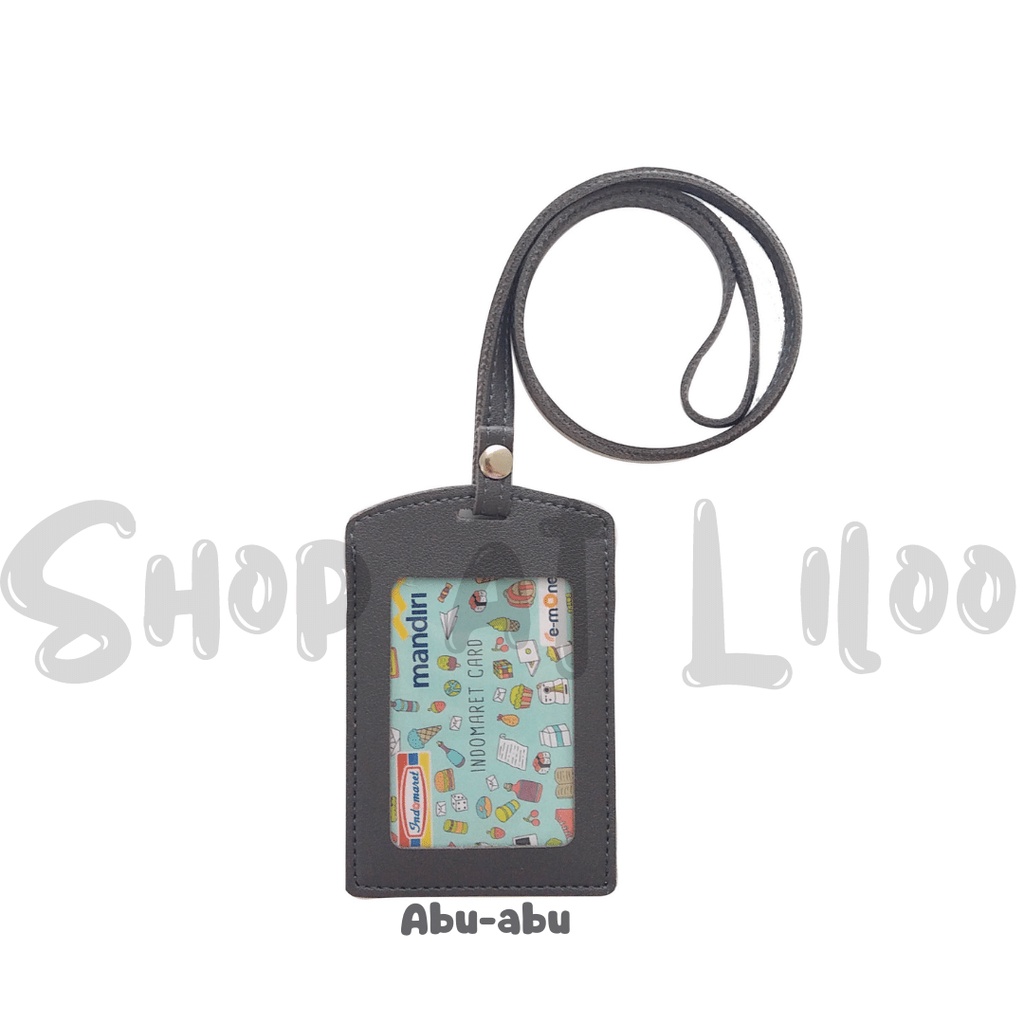 

Lanyard Flashee Name Tag Kulit Kancing ID Card Holder PU Leather Lanyard Kancing Termurah Berkualitas Warna Abu-Abu