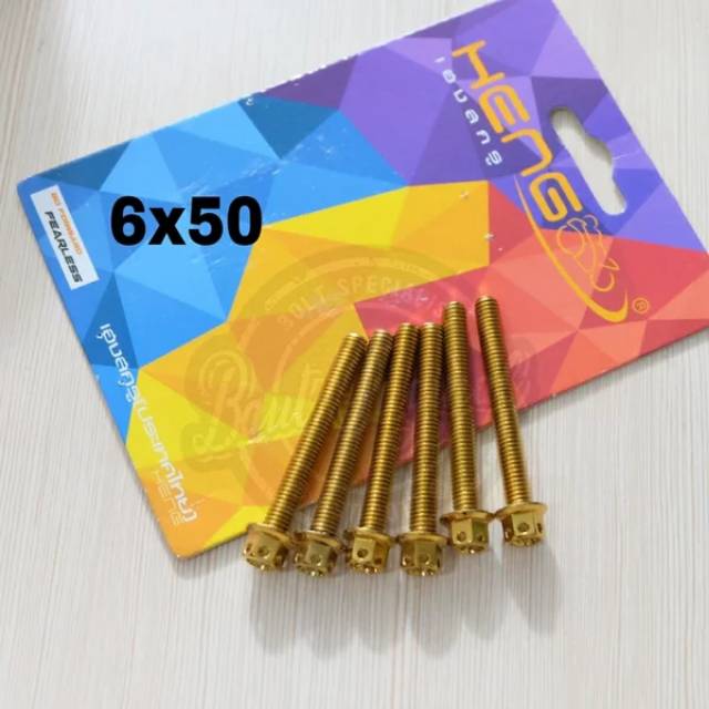 baut probolt flower gold 6x50 drat 10 panjang 5cm original heng thailand