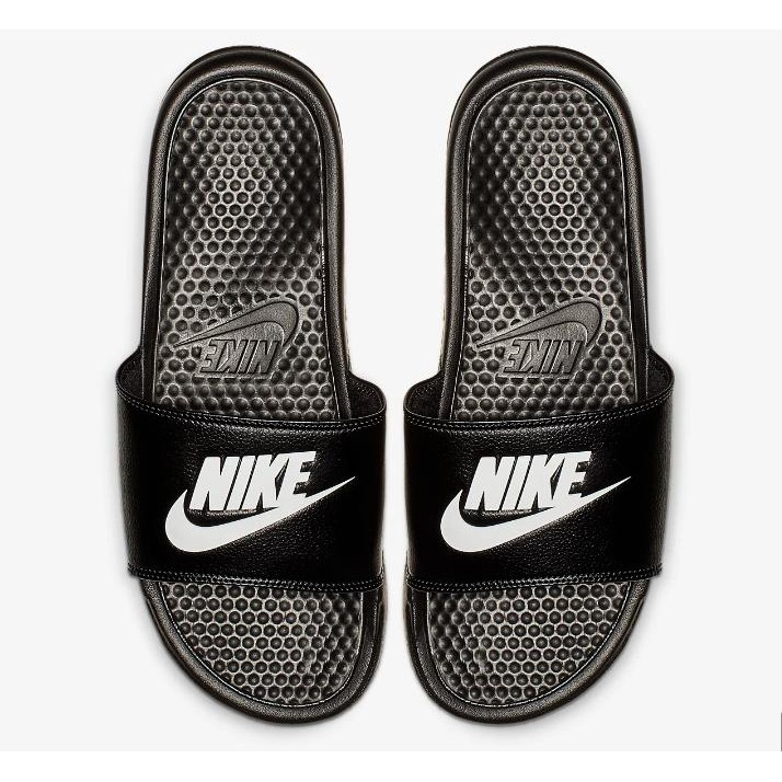 SANDAL PRIA WANITA NIKE BENASSI SLOP SWOOSH ORI Black White