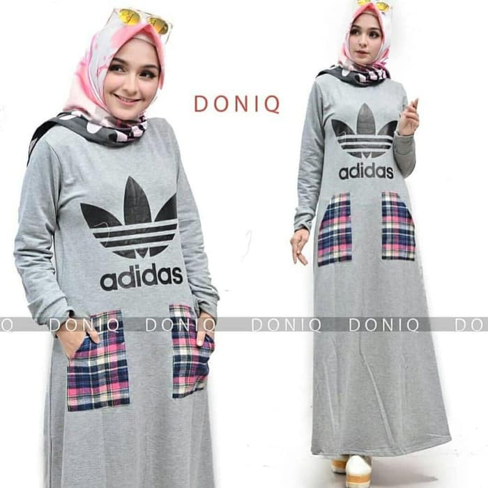 MAXI DRESS MUSLIM WANITA ADIDAS VARIASI DUA SAKU AKTIF BAHAN ADEM DAN TEBAL/GAMIS CASUAL CEWEK MURAH