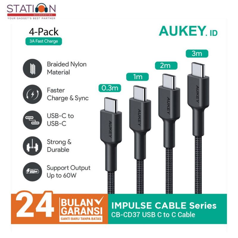 Aukey CB-CD37 USB C To C 3A (4pcs)