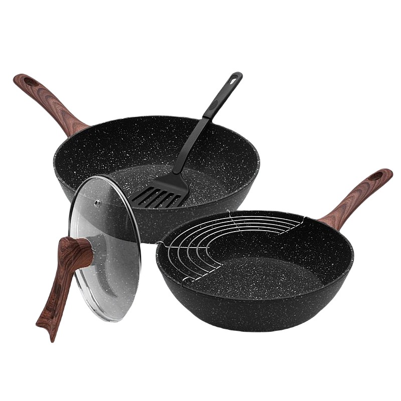 IDEALIFE - Deep Wok Cookware - Panci Penggorengan 24cm - IL-24DFP + Tutup Kaca