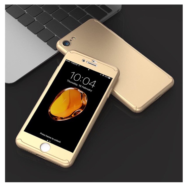 360 Degree Full Bright Protective Case For Apple iPhone  6 Plus/6s Plus-Gold